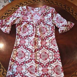 Elegant Red and White Midi Dress